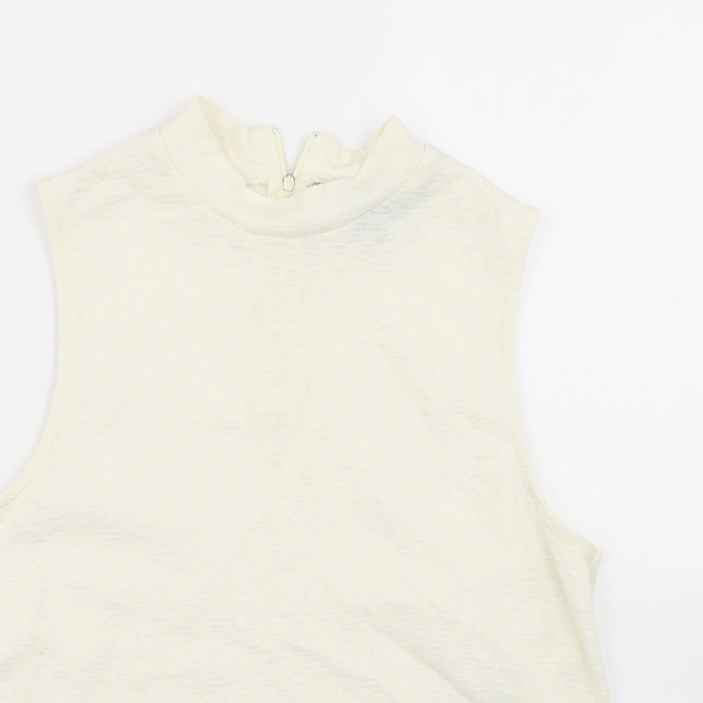 Topshop Womens Ivory  Cotton Basic Tank Size 10 Crew Neck