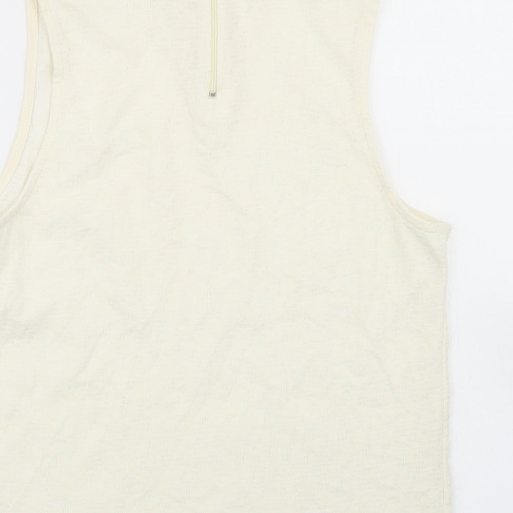 Topshop Womens Ivory  Cotton Basic Tank Size 10 Crew Neck