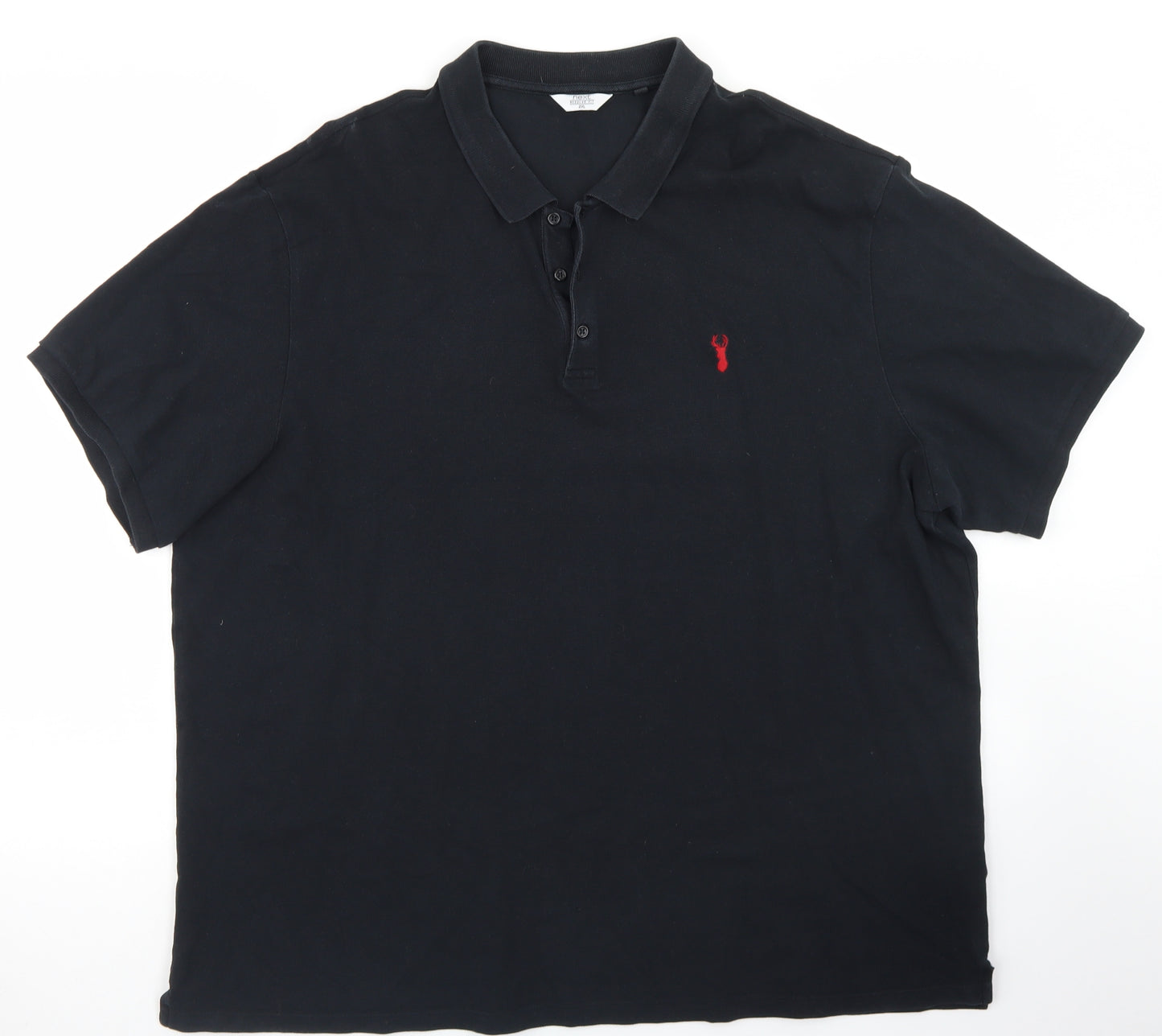 NEXT Mens Black  Cotton  Polo Size 2XL Collared Button