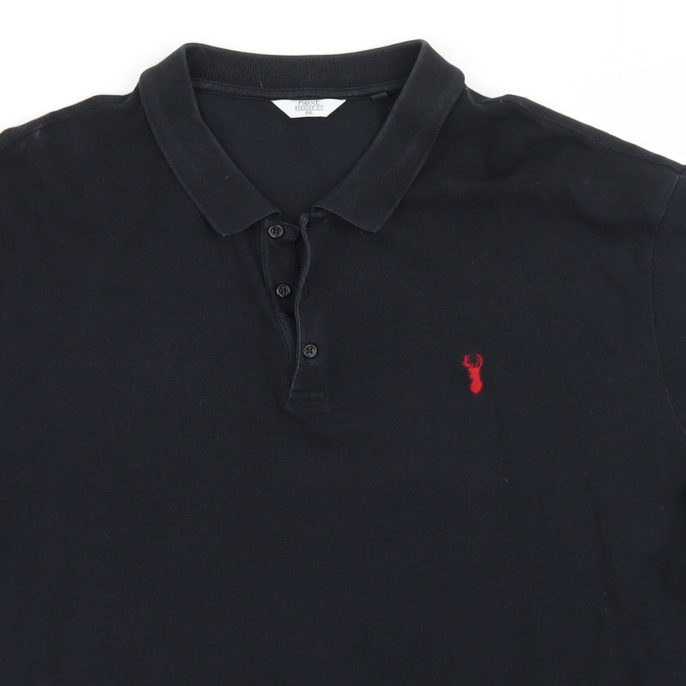 NEXT Mens Black  Cotton  Polo Size 2XL Collared Button