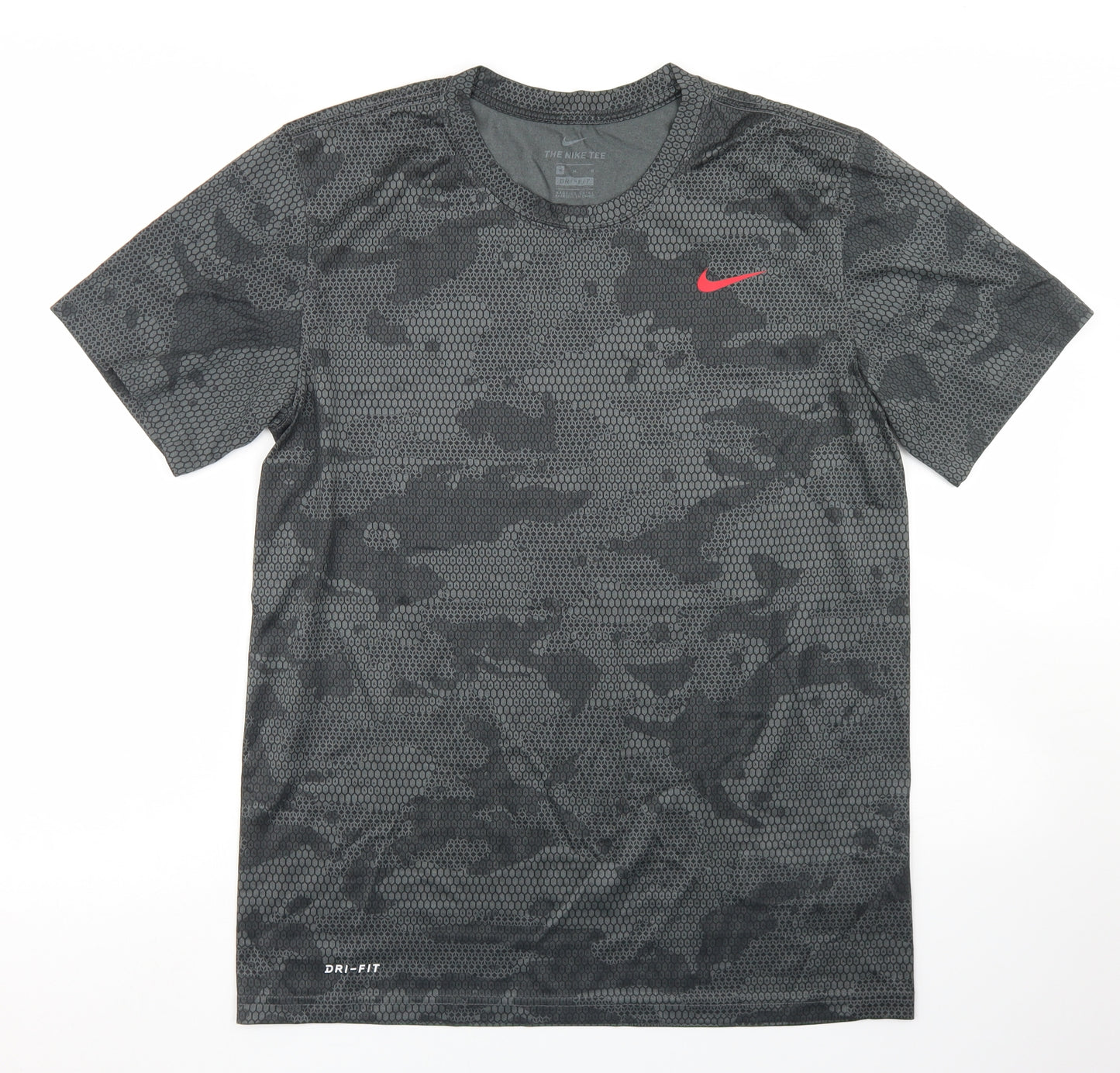 Nike Mens Grey Camouflage Polyester Basic T-Shirt Size M Crew Neck