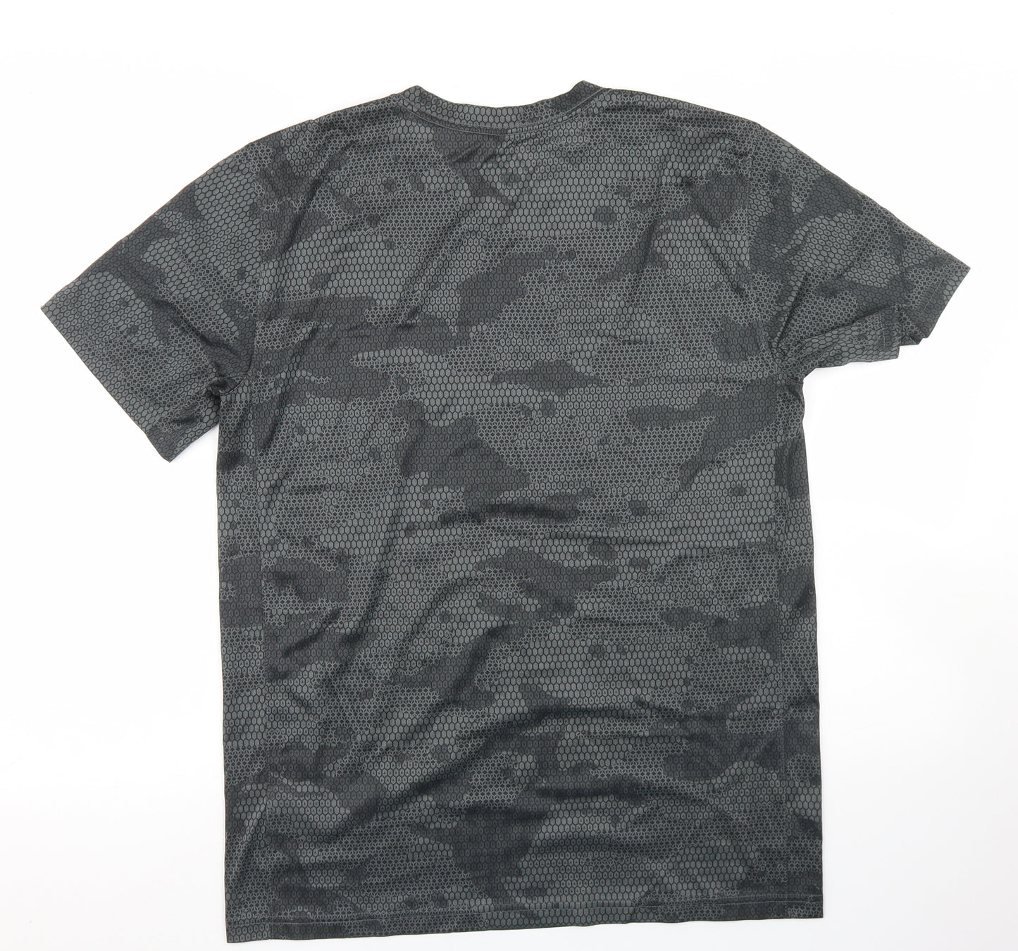 Nike Mens Grey Camouflage Polyester Basic T-Shirt Size M Crew Neck