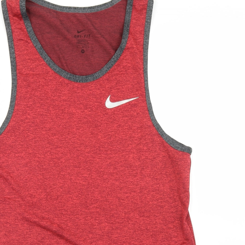 Nike Mens Red  Polyester Basic Tank Size M Round Neck