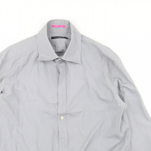 Full Circle Mens Grey  Cotton  Button-Up Size L Collared Button