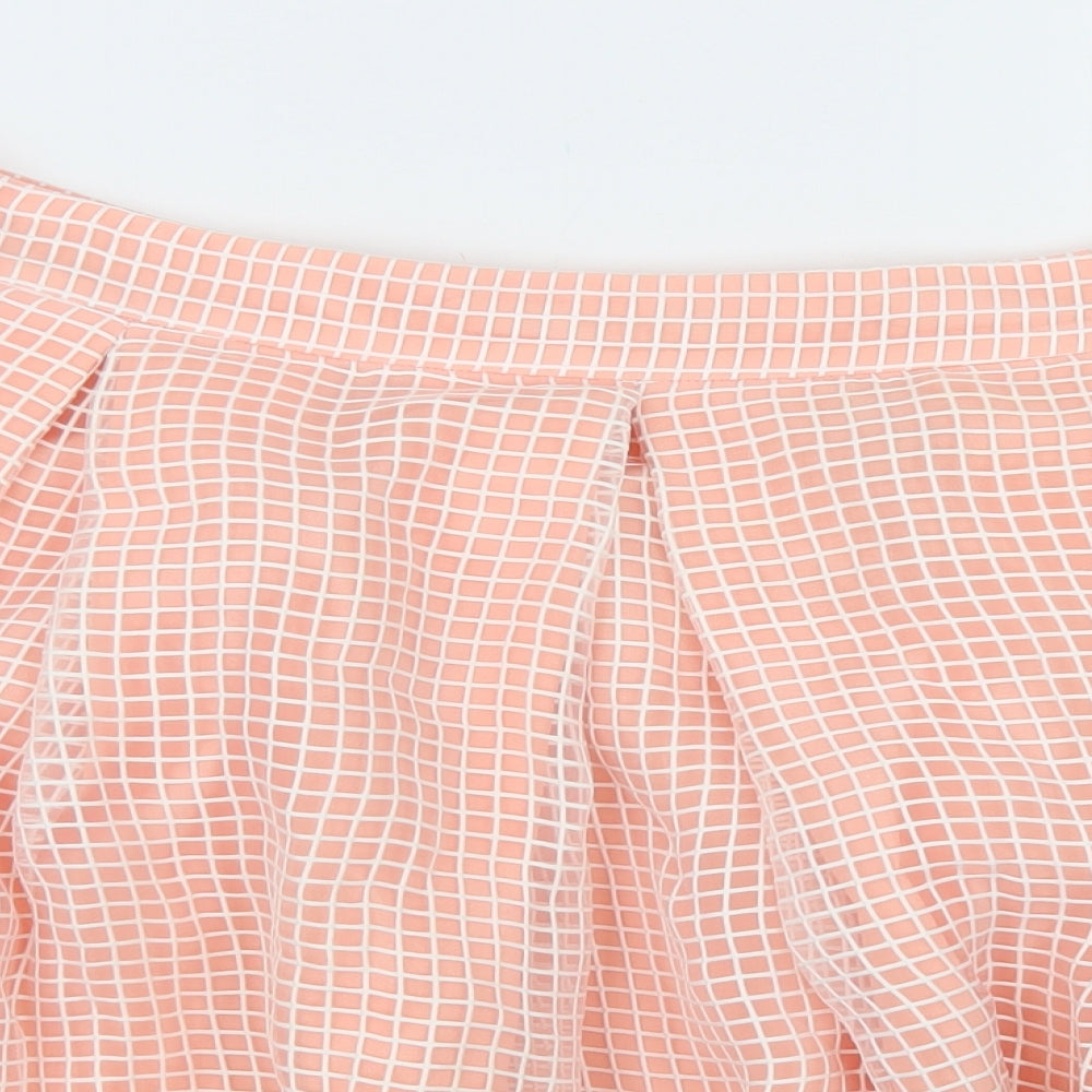 M&S Collection Womens Pink Check Polyester Pleated Skirt Size 16   Zip