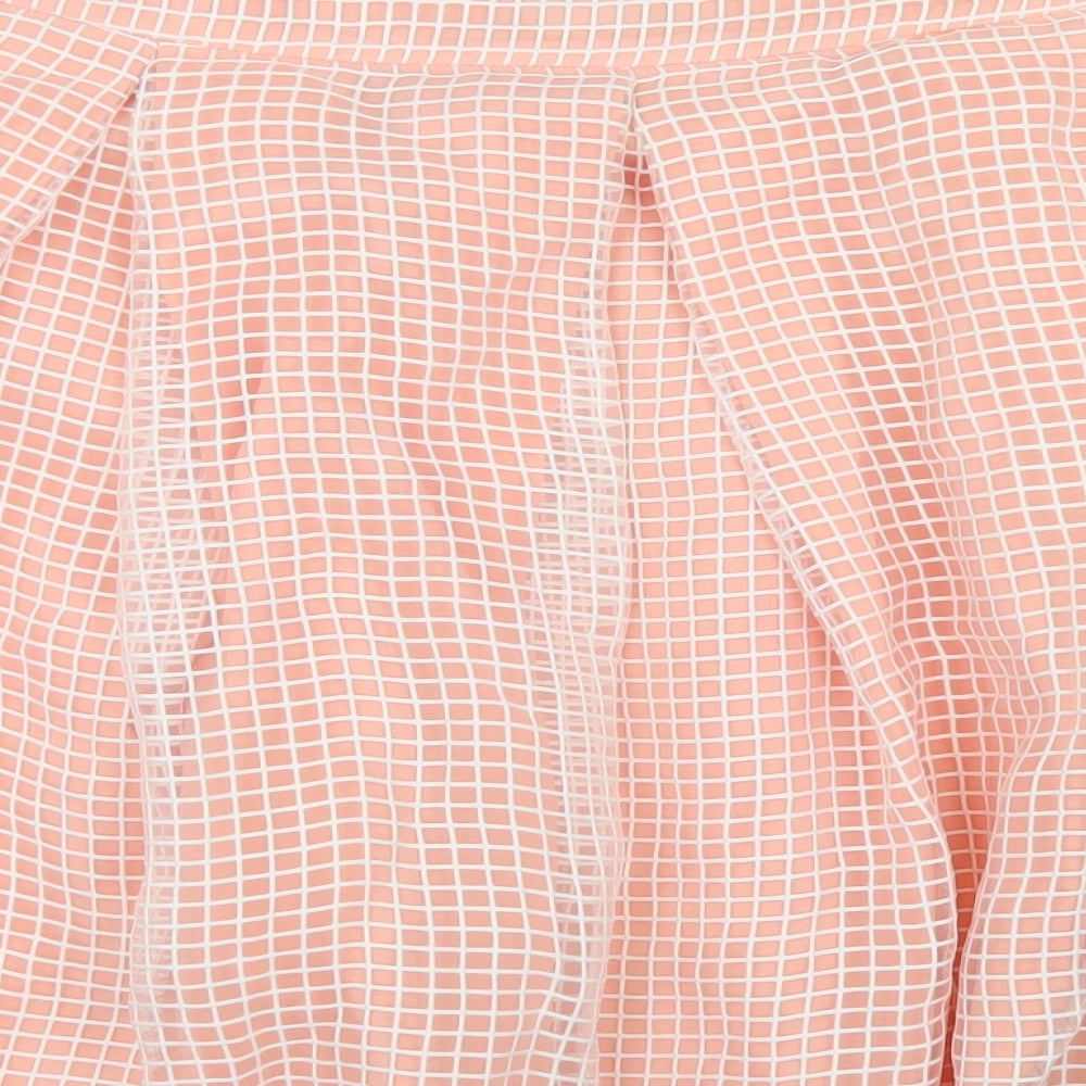 M&S Collection Womens Pink Check Polyester Pleated Skirt Size 16   Zip