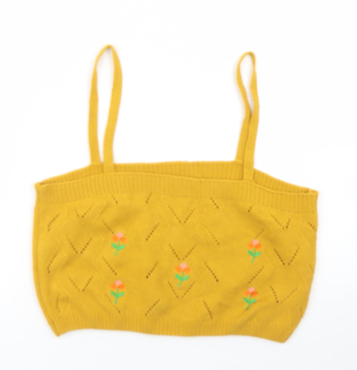 SheIn Womens Yellow  Polyester Cropped Tank Size XL Square Neck