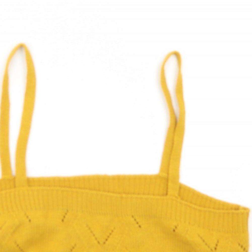 SheIn Womens Yellow  Polyester Cropped Tank Size XL Square Neck