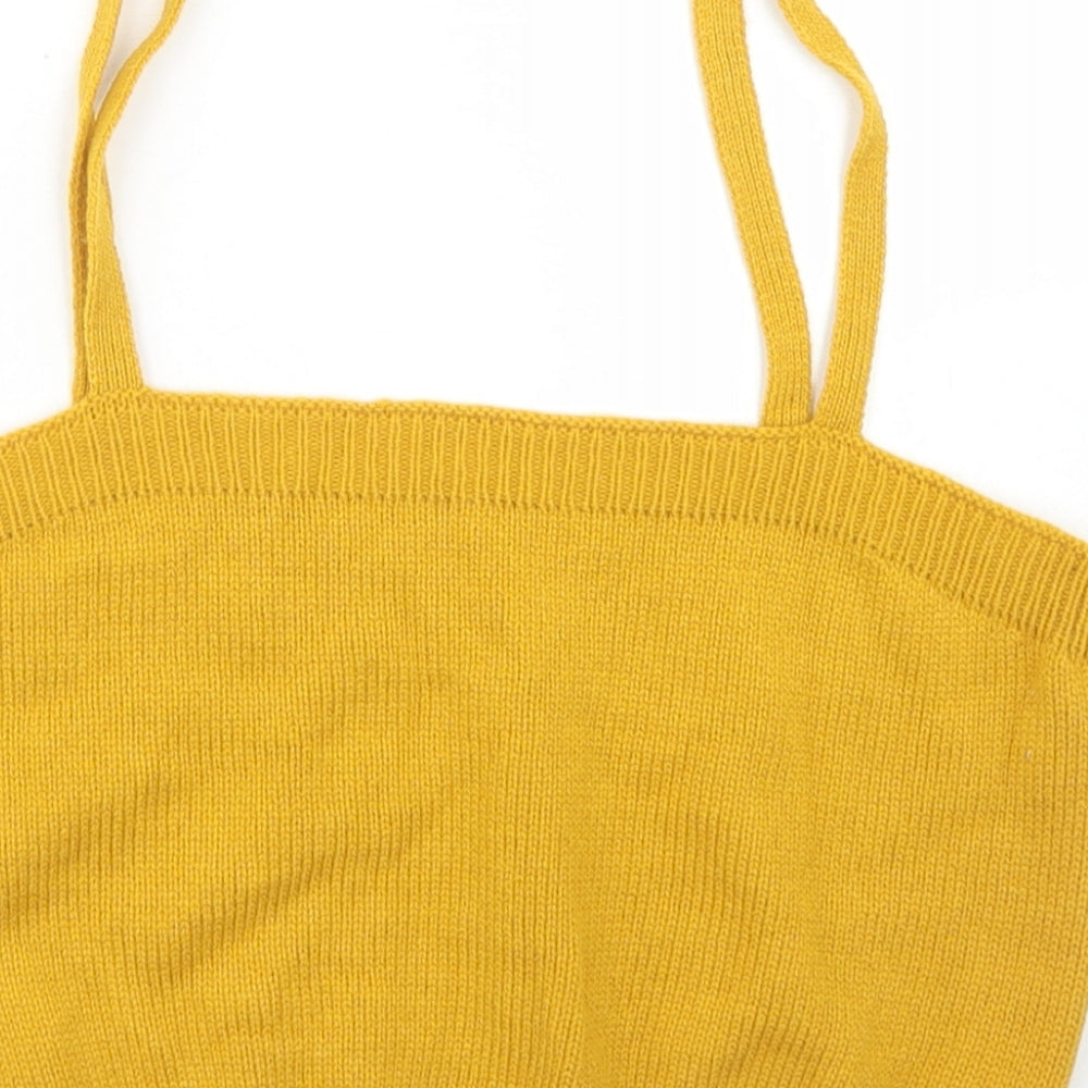 SheIn Womens Yellow  Polyester Cropped Tank Size XL Square Neck