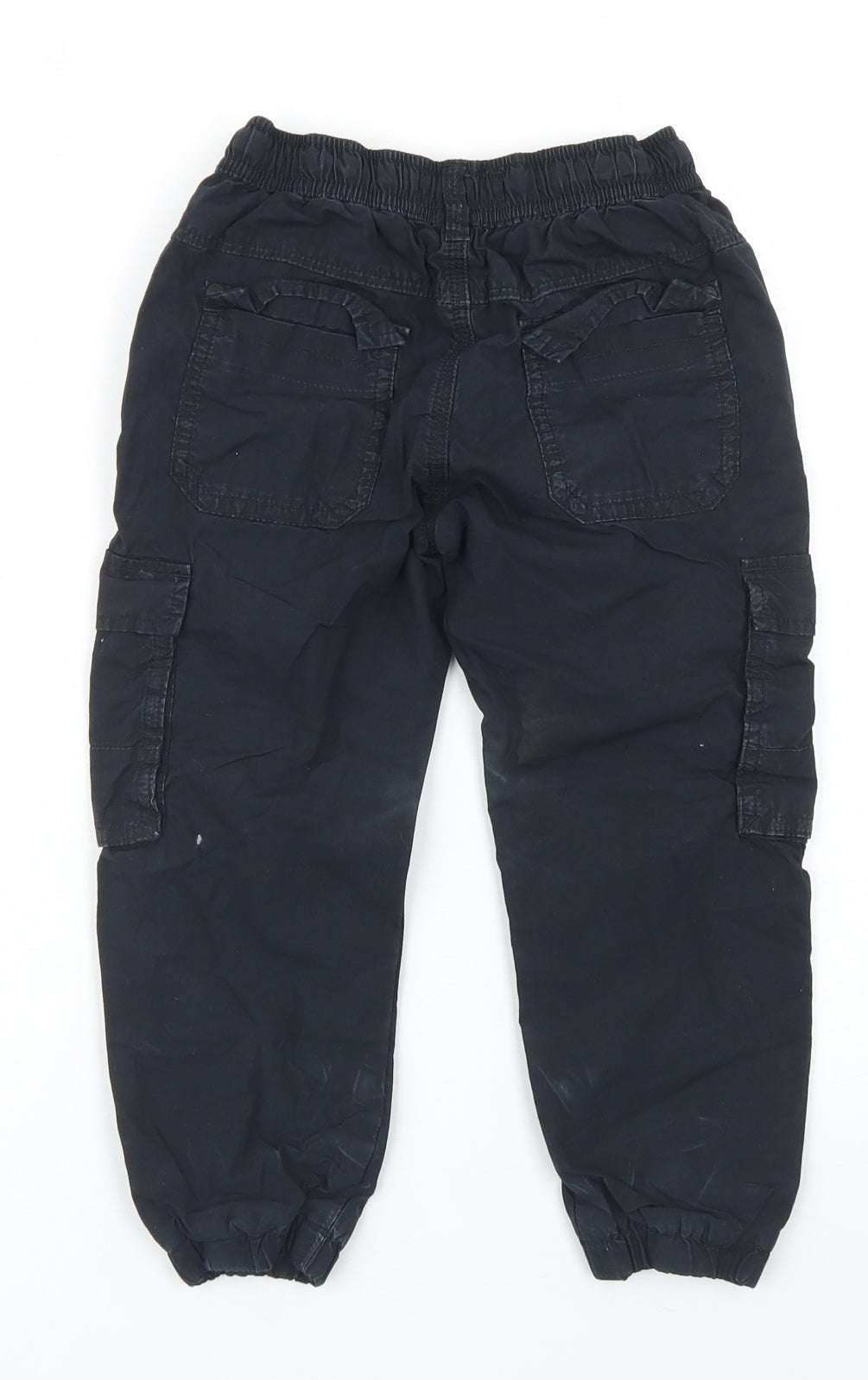 NEXT Boys Black  Cotton Cargo Trousers Size 4-5 Years  Regular Drawstring