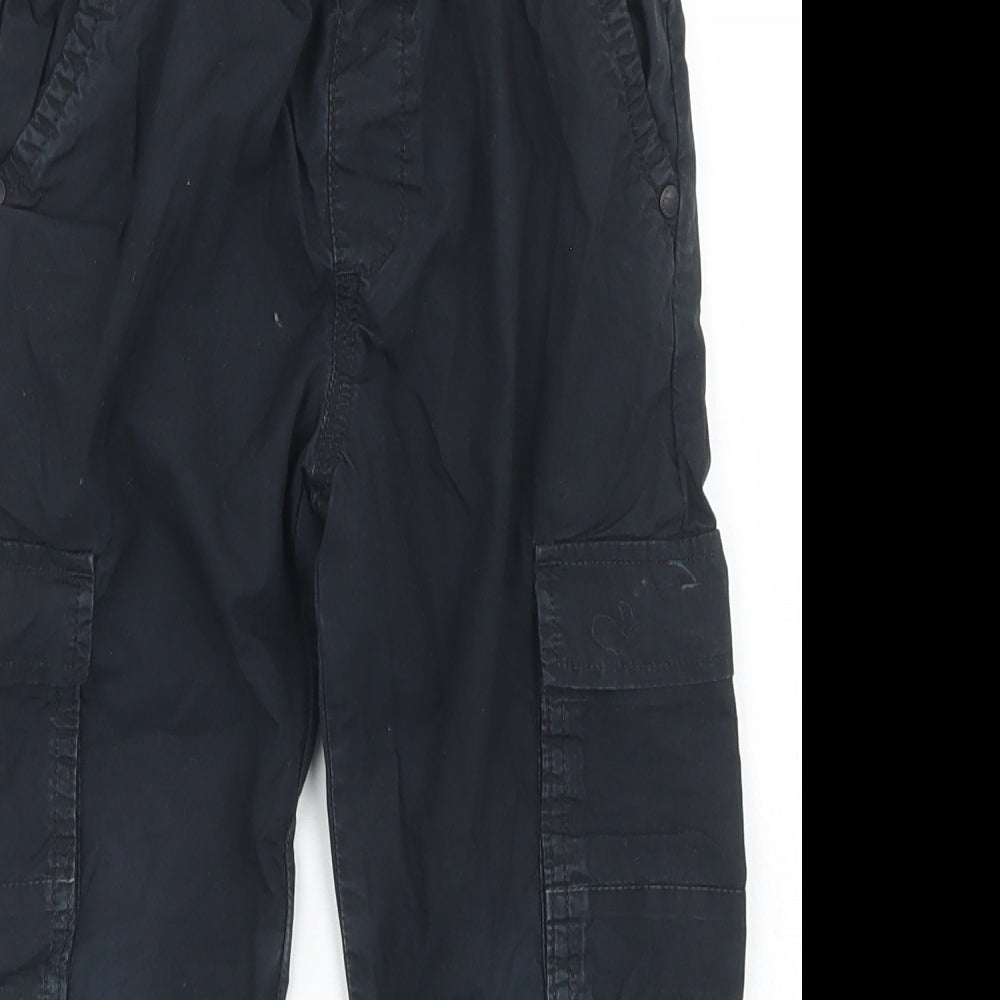 NEXT Boys Black  Cotton Cargo Trousers Size 4-5 Years  Regular Drawstring