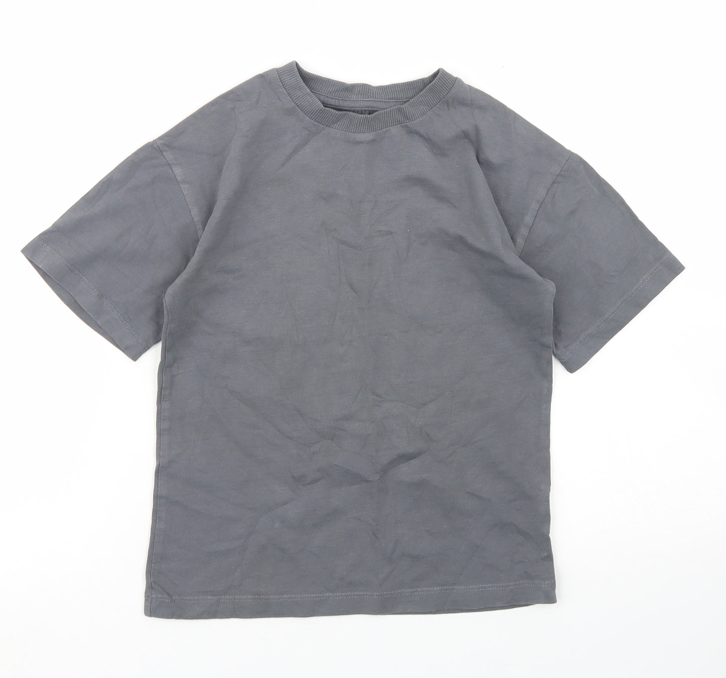 NEXT Boys Grey  Cotton Basic T-Shirt Size 6 Years Crew Neck