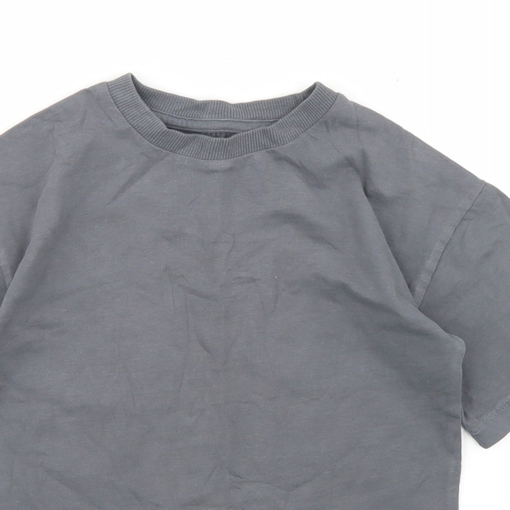 NEXT Boys Grey  Cotton Basic T-Shirt Size 6 Years Crew Neck
