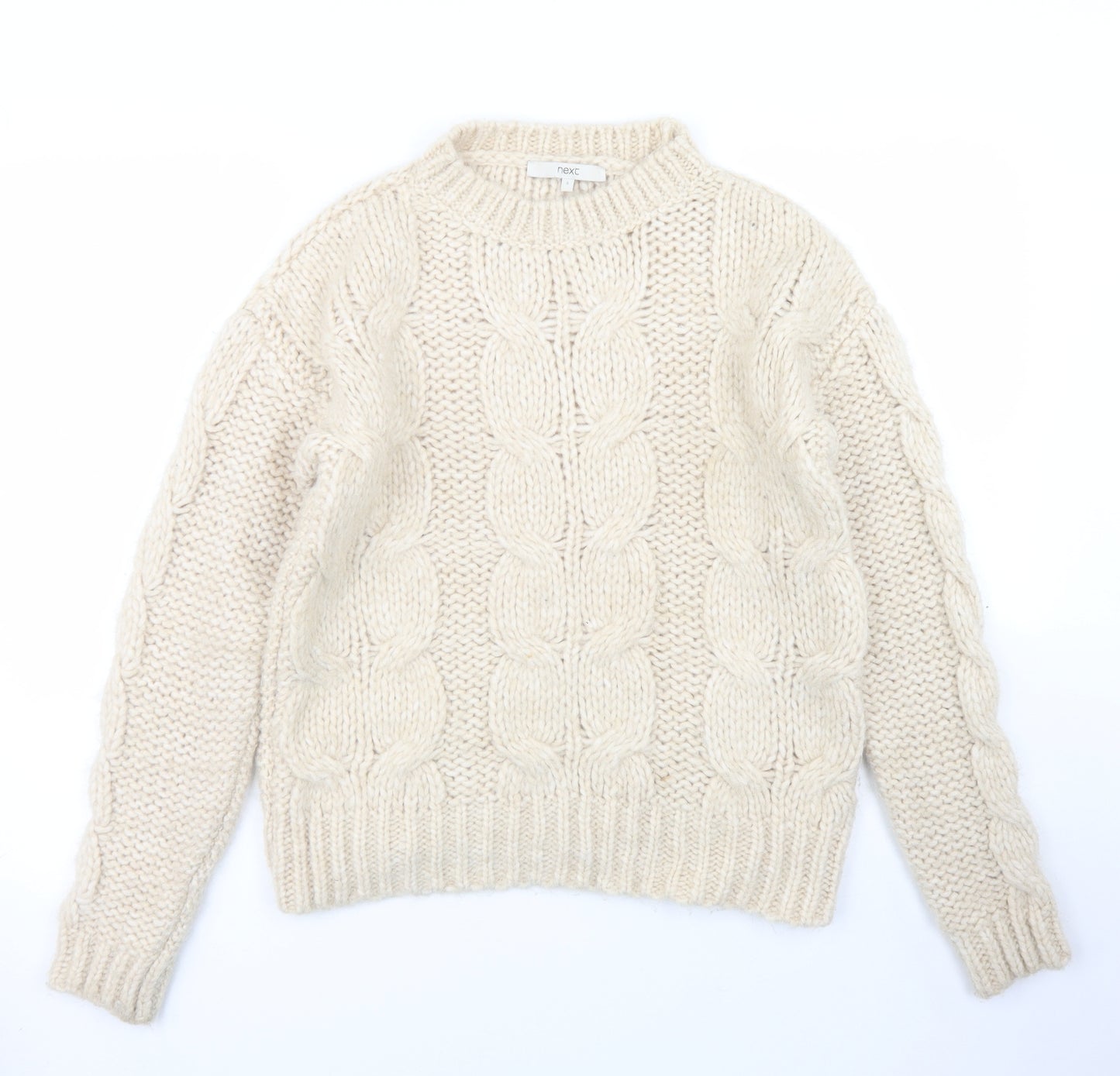 Ne3xt Womens Beige Crew Neck  Acrylic Pullover Jumper Size S