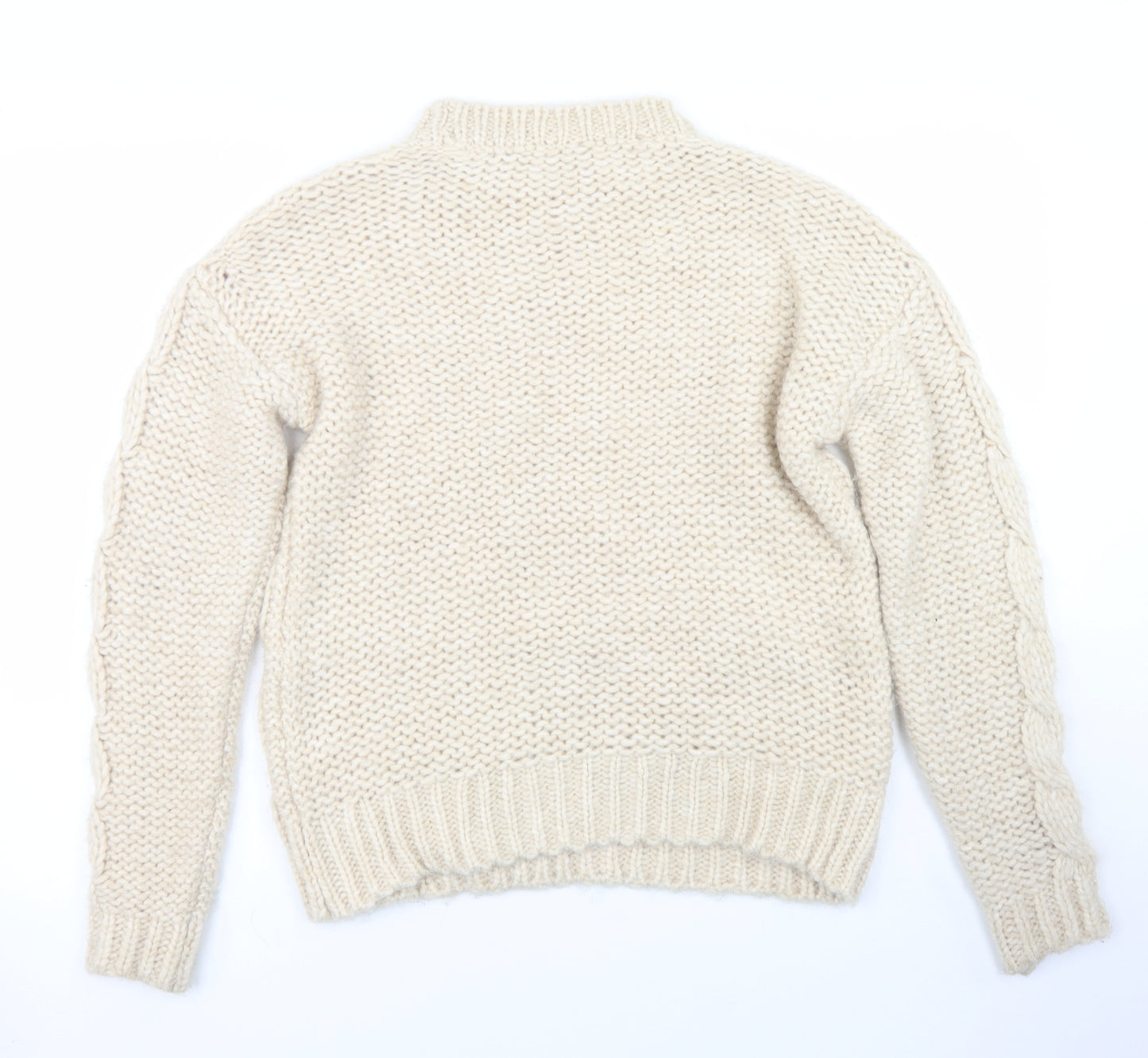 Ne3xt Womens Beige Crew Neck  Acrylic Pullover Jumper Size S