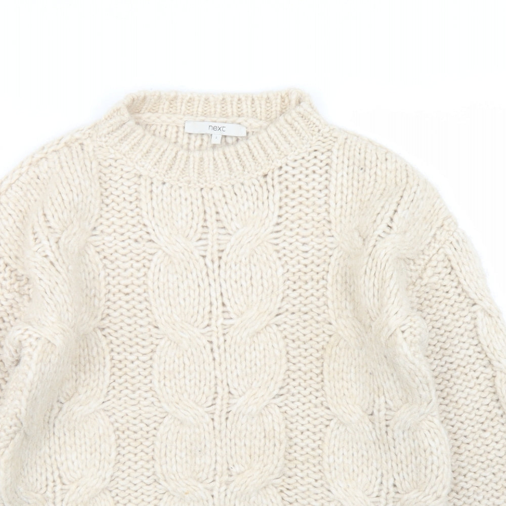 Ne3xt Womens Beige Crew Neck  Acrylic Pullover Jumper Size S