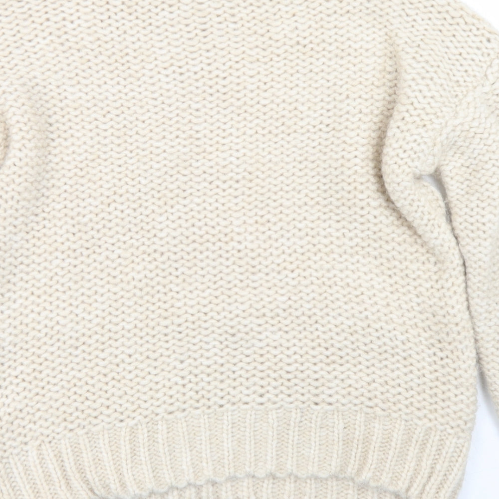 Ne3xt Womens Beige Crew Neck  Acrylic Pullover Jumper Size S