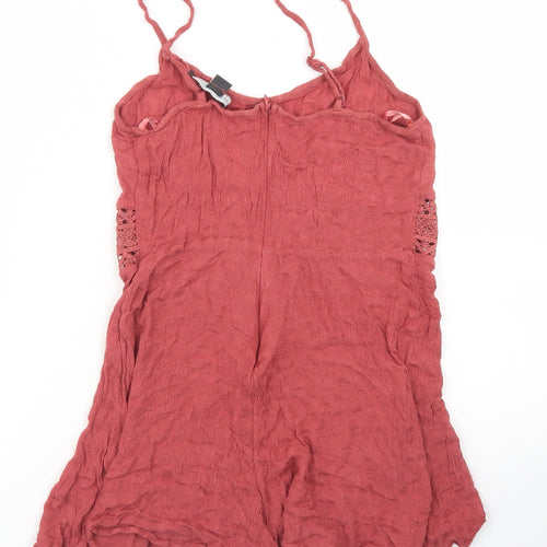Primark Womens Brown  Viscose Playsuit One-Piece Size 8  Zip - crochet waist detail