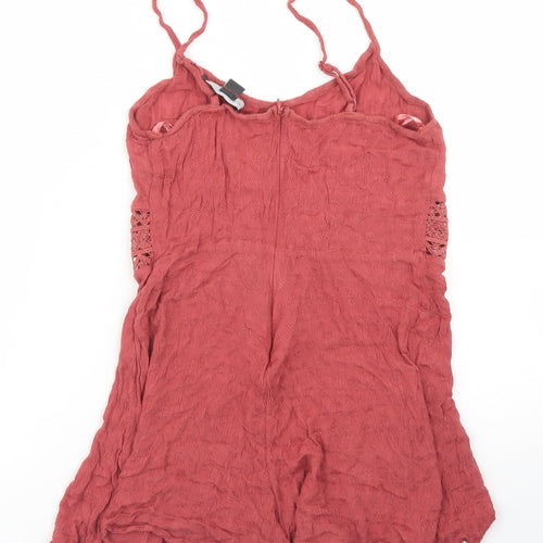 Primark Womens Brown  Viscose Playsuit One-Piece Size 8  Zip - crochet waist detail