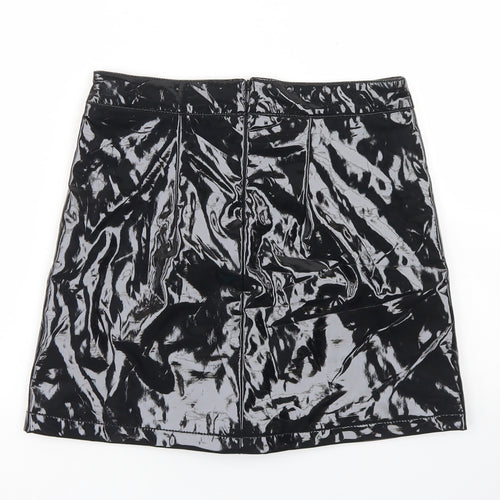 Urban Bliss Womens Black  Polyurethane A-Line Skirt Size 8   Zip