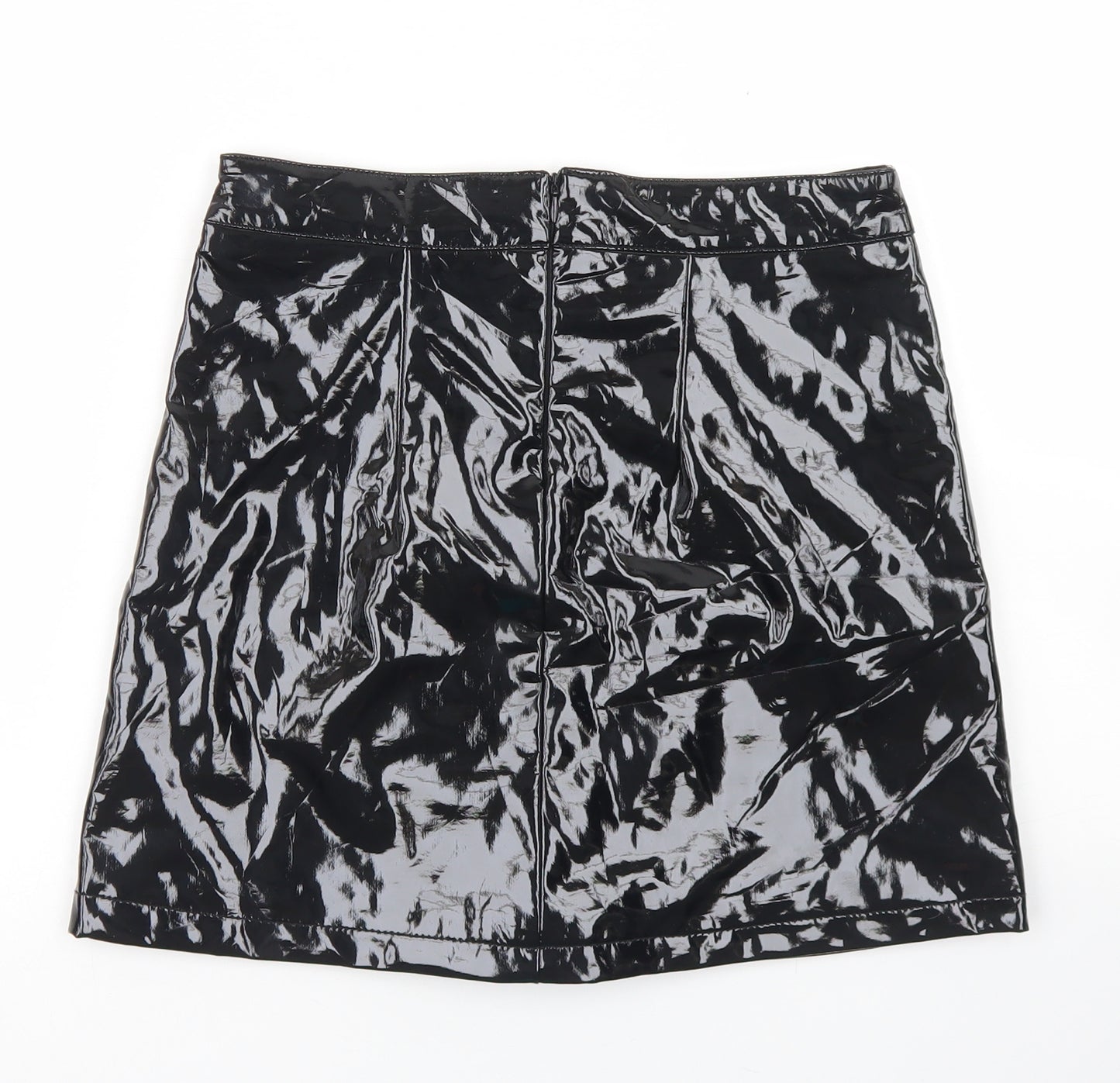 Urban Bliss Womens Black  Polyurethane A-Line Skirt Size 8   Zip