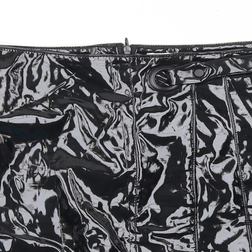 Urban Bliss Womens Black  Polyurethane A-Line Skirt Size 8   Zip