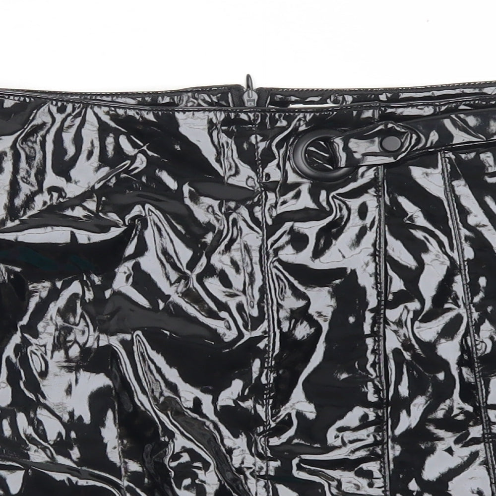Urban Bliss Womens Black  Polyurethane A-Line Skirt Size 8   Zip