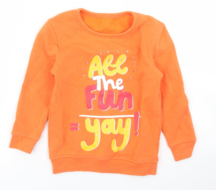 George Boys Orange Cotton Pullover Sweatshirt Size 4-5 Years