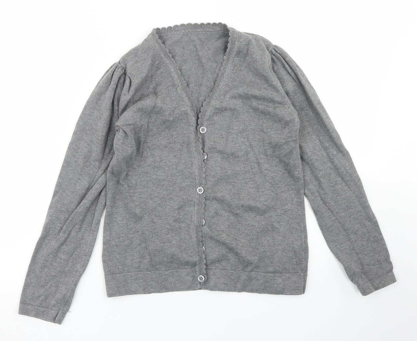 George Girls Grey V-Neck  Cotton Cardigan Jumper Size 10-11 Years  Button - School Wear