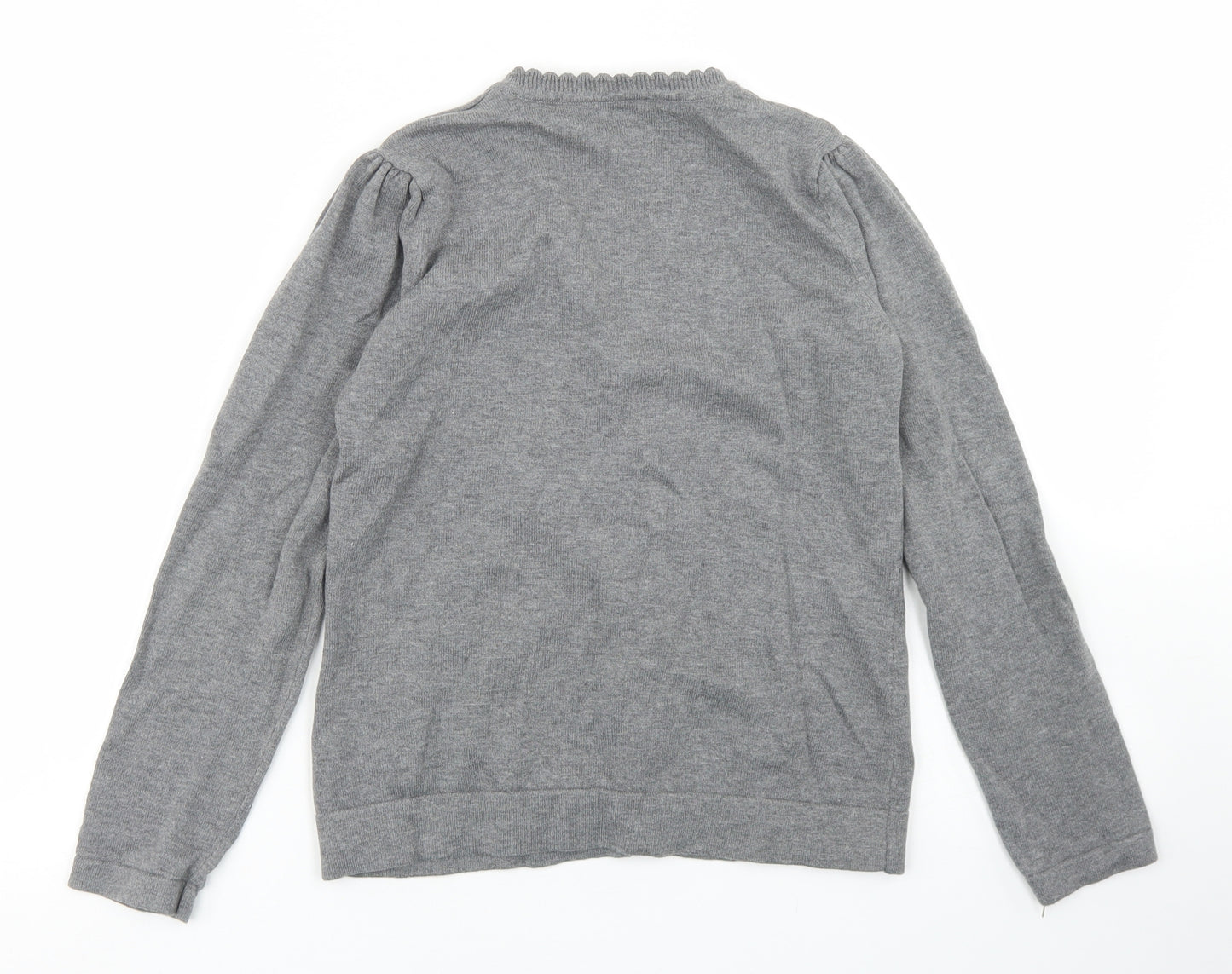 George Girls Grey V-Neck  Cotton Cardigan Jumper Size 10-11 Years  Button - School Wear