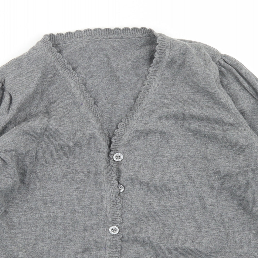 George Girls Grey V-Neck  Cotton Cardigan Jumper Size 10-11 Years  Button - School Wear