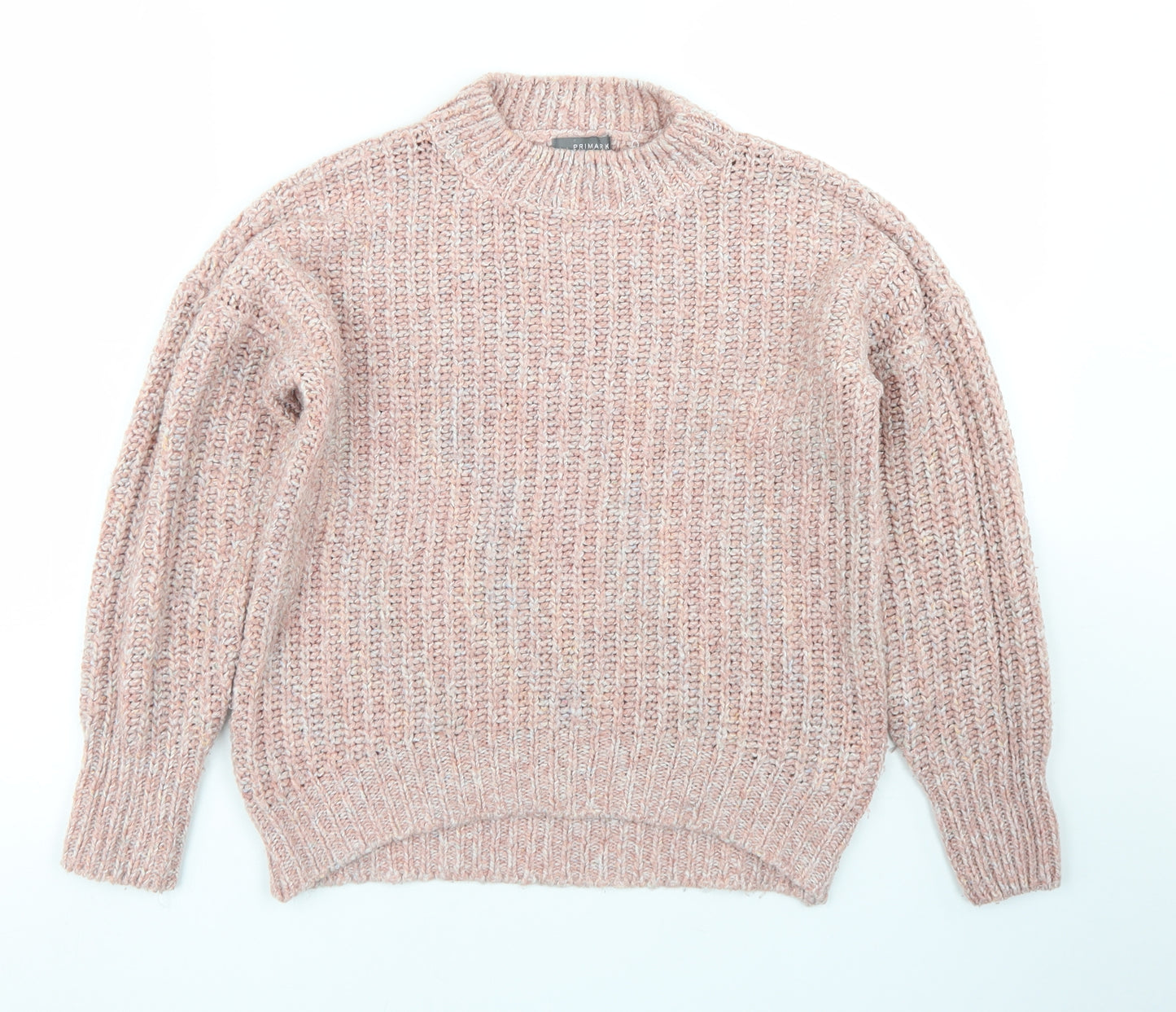Primark Womens Pink Crew Neck  Acrylic Pullover Jumper Size S