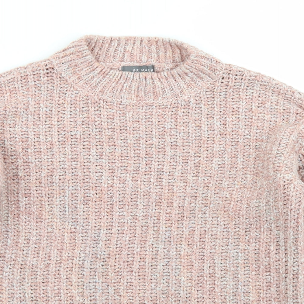 Primark Womens Pink Crew Neck  Acrylic Pullover Jumper Size S
