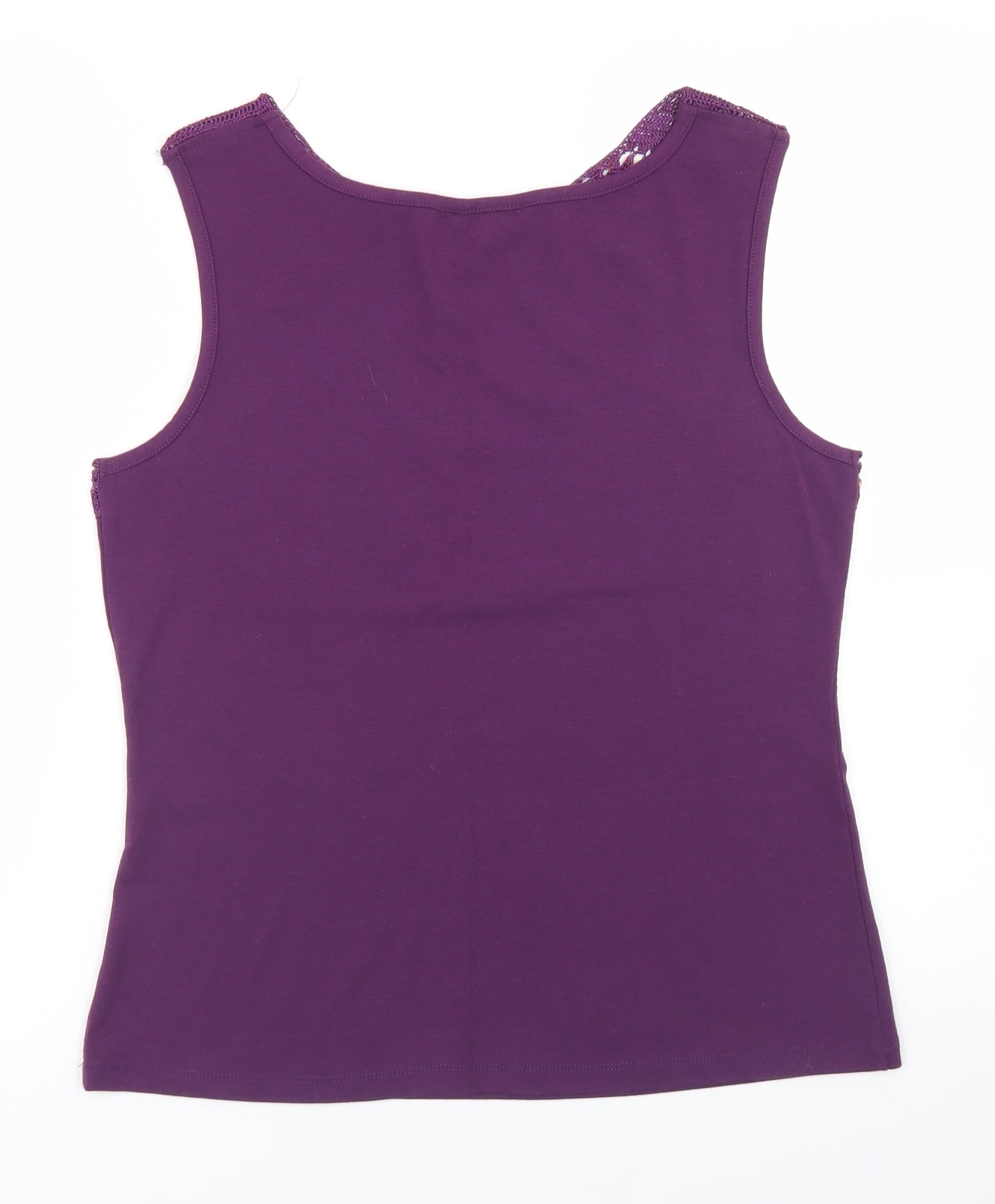 M&Co Womens Purple  Polyester Basic Tank Size 16 Round Neck