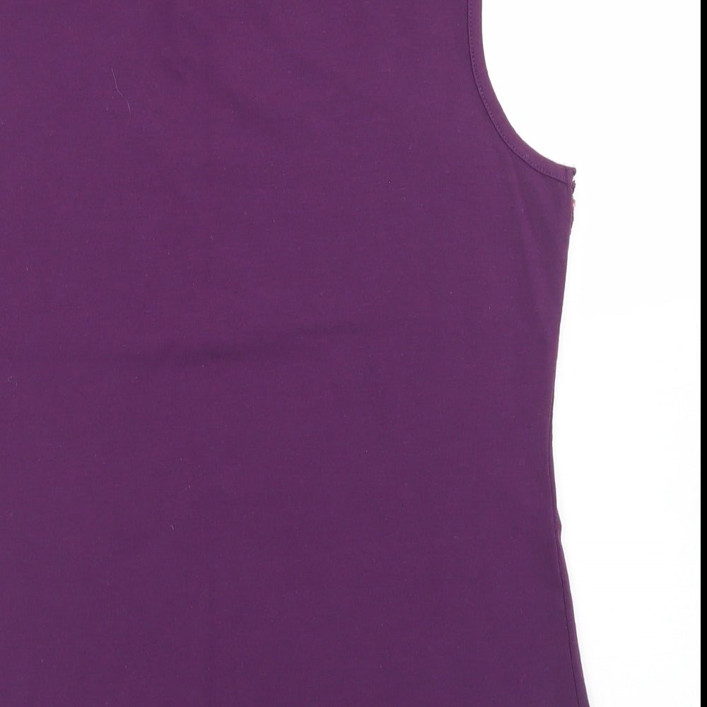 M&Co Womens Purple  Polyester Basic Tank Size 16 Round Neck