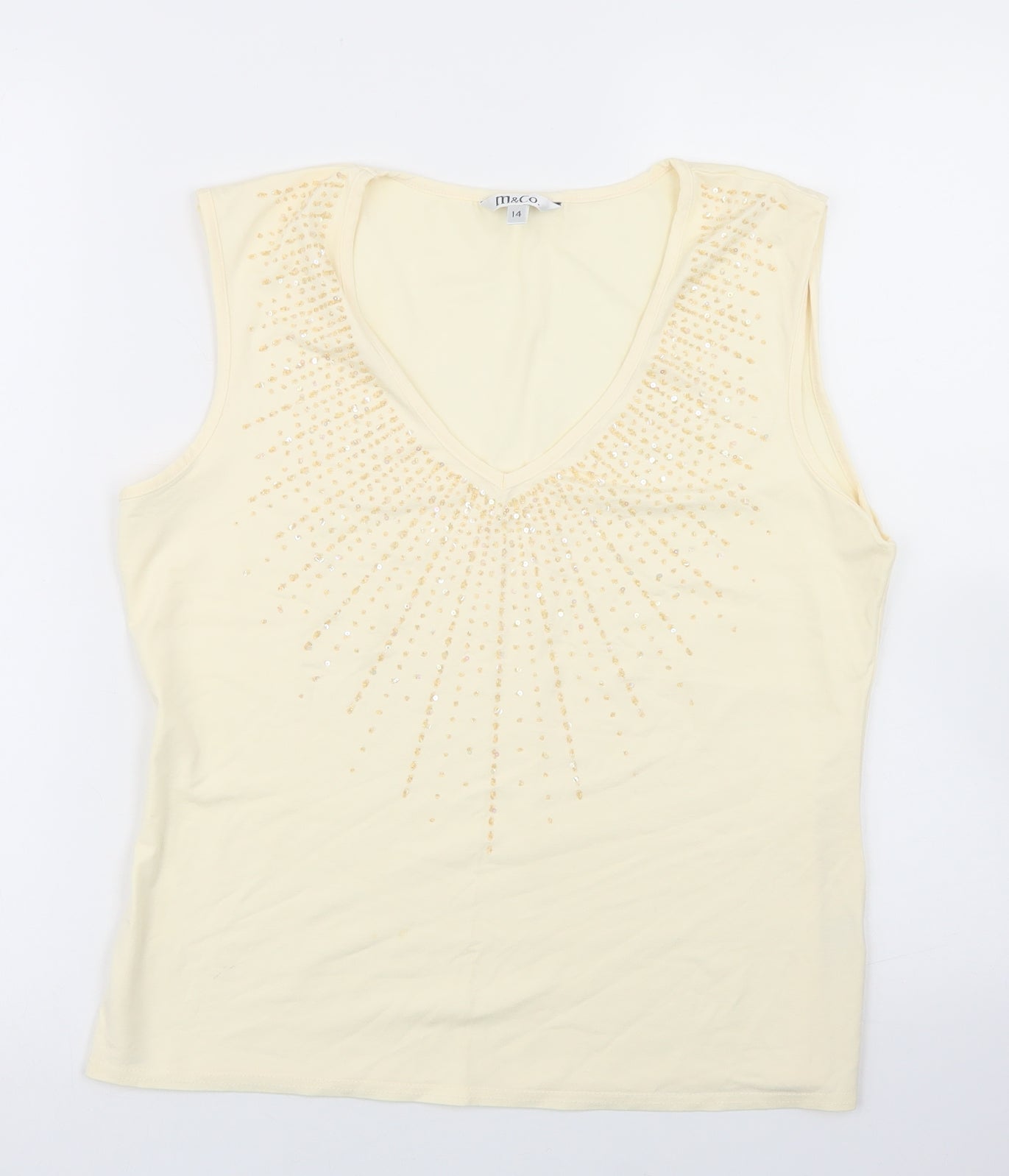 Mackays Womens Ivory  Viscose Basic Tank Size 14 V-Neck