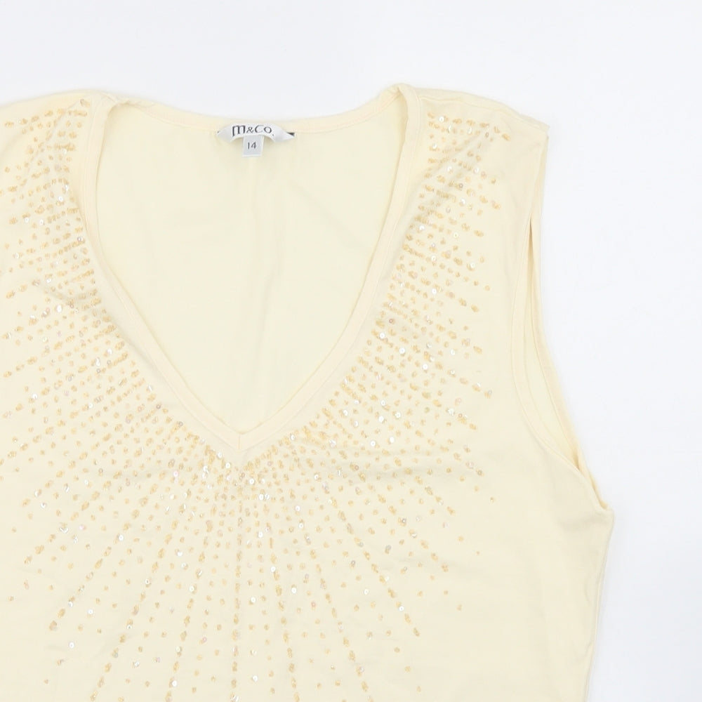 Mackays Womens Ivory  Viscose Basic Tank Size 14 V-Neck