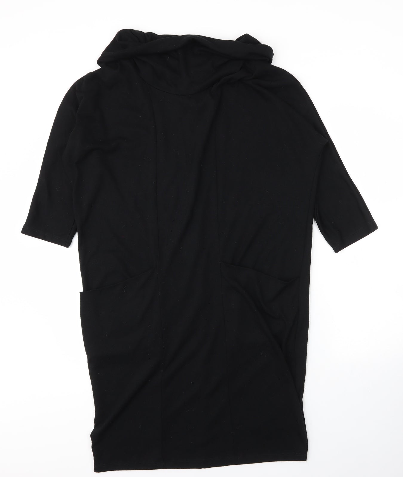 M&S Womens Black  Viscose Jacket Dress  Size 14  Roll Neck