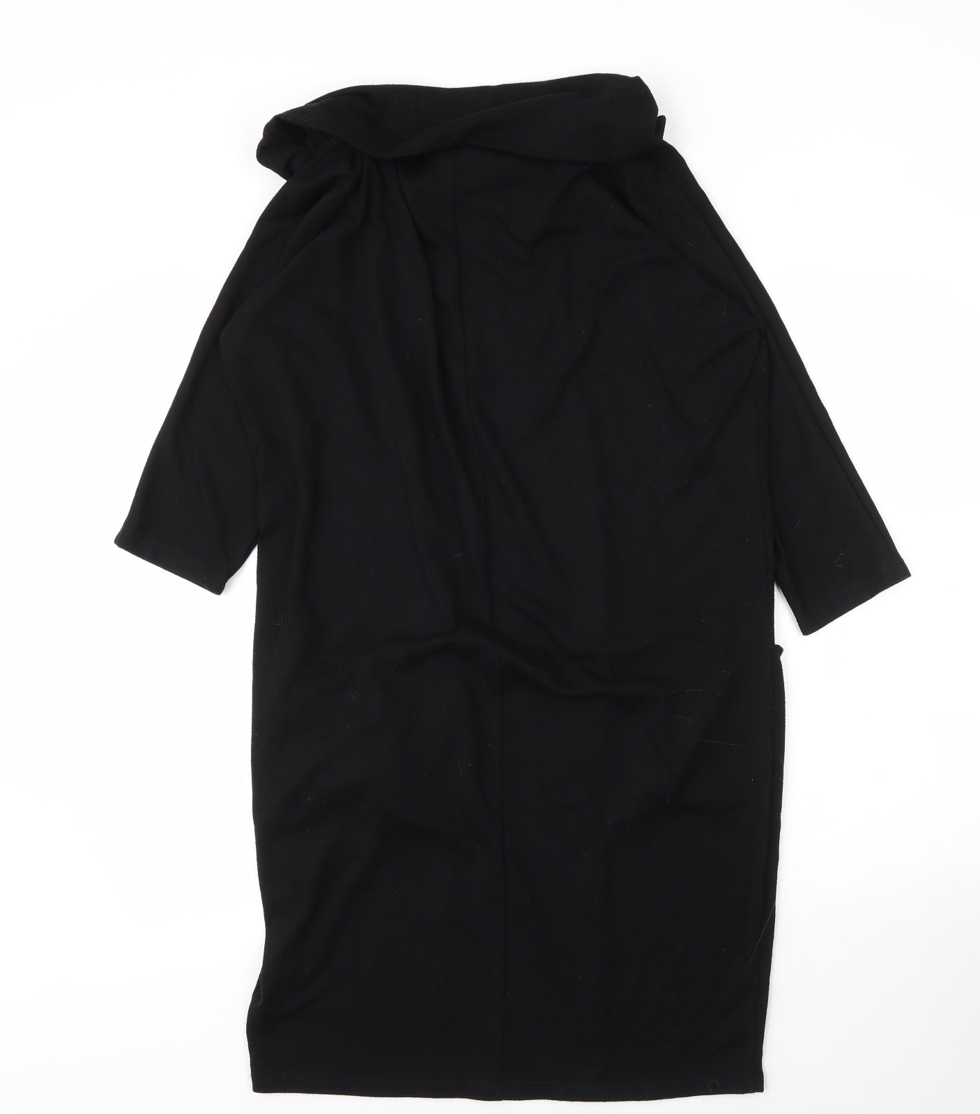 M&S Womens Black  Viscose Jacket Dress  Size 14  Roll Neck
