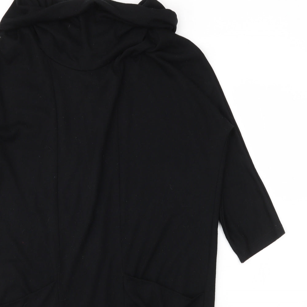M&S Womens Black  Viscose Jacket Dress  Size 14  Roll Neck