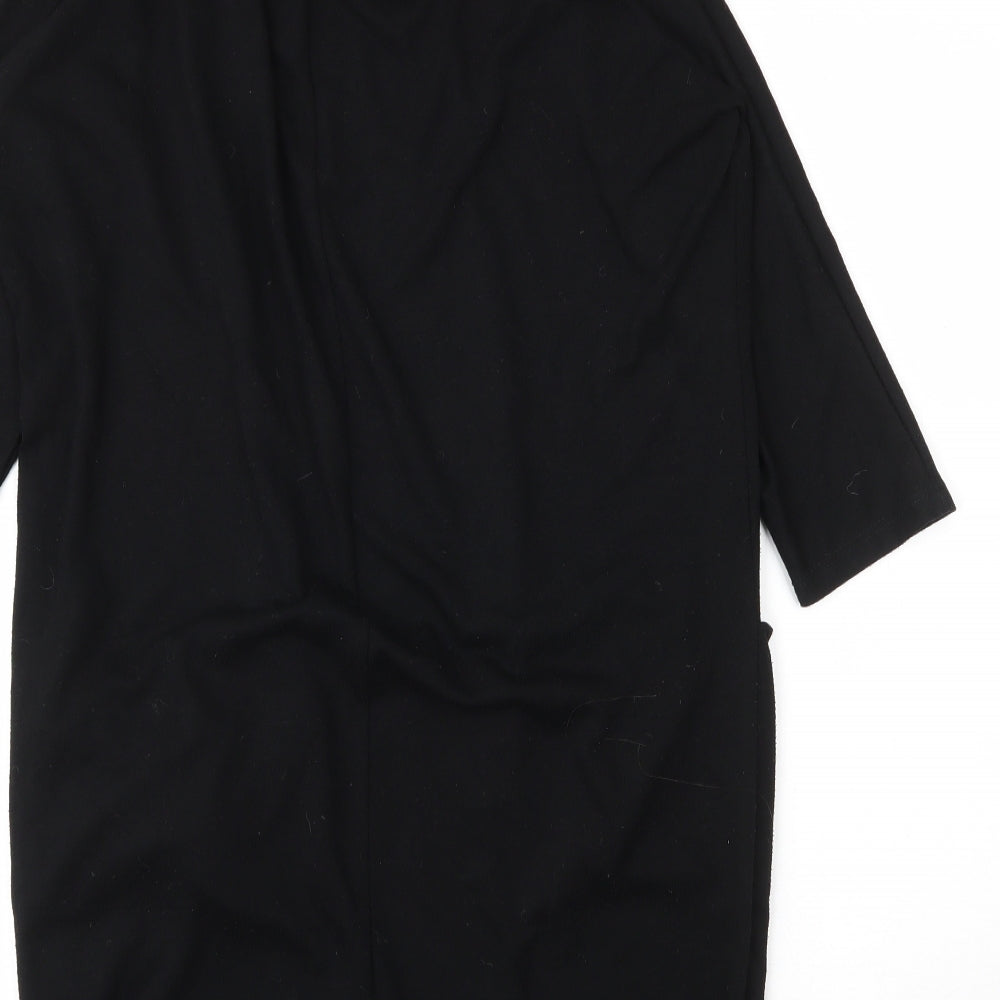 M&S Womens Black  Viscose Jacket Dress  Size 14  Roll Neck