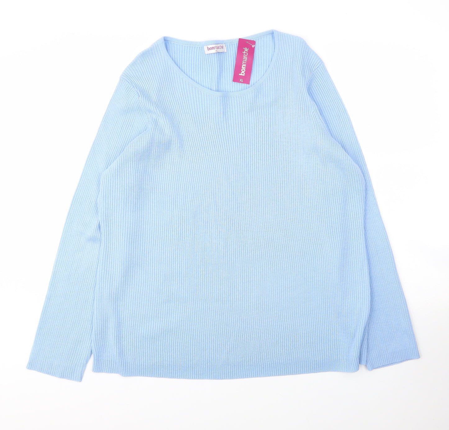 Bonmarché Womens Blue Round Neck  Acrylic Pullover Jumper Size XL
