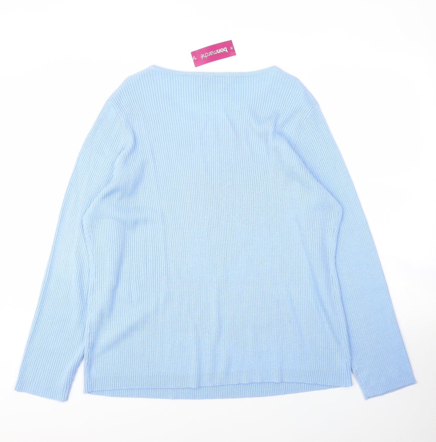 Bonmarché Womens Blue Round Neck  Acrylic Pullover Jumper Size XL