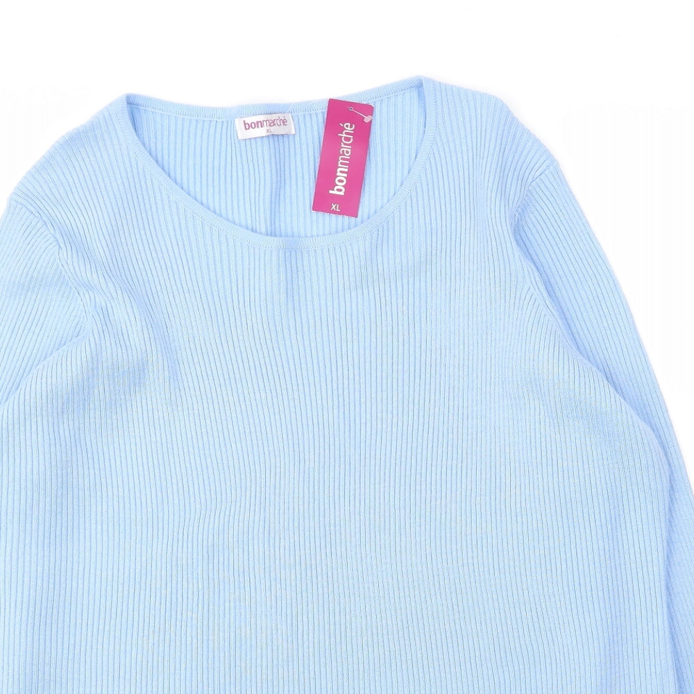 Bonmarché Womens Blue Round Neck  Acrylic Pullover Jumper Size XL
