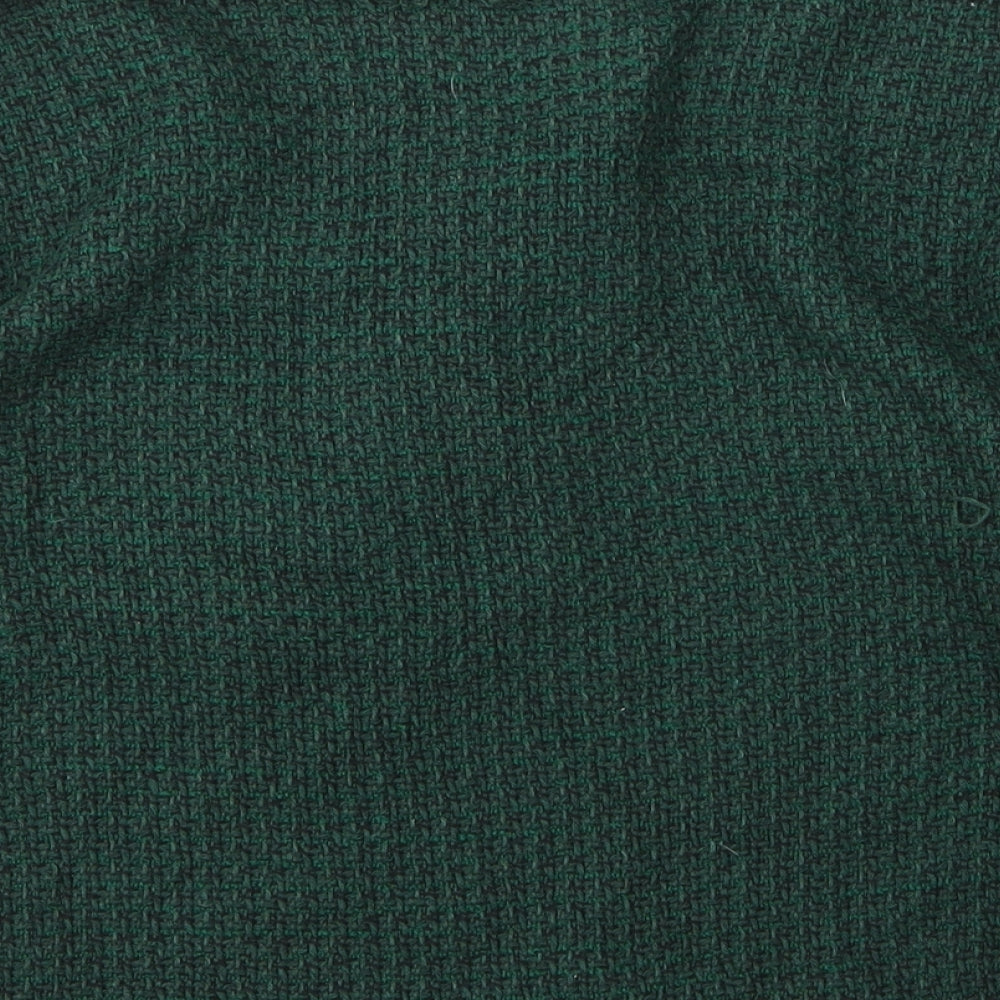 Zara Womens Green V-Neck  Cotton Pullover Jumper Size L