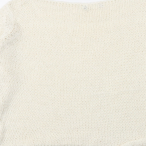 Preworn Womens Ivory Boat Neck  Acrylic Cape Jumper Size 4