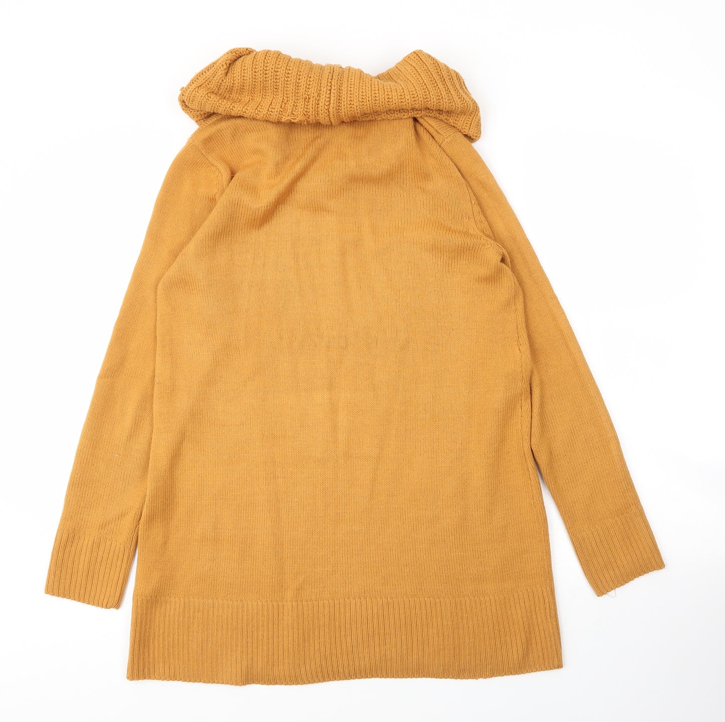 H&M Womens Yellow Roll Neck  Acrylic Tunic Jumper Size S