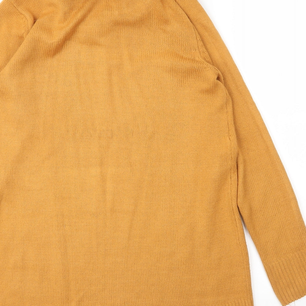 H&M Womens Yellow Roll Neck  Acrylic Tunic Jumper Size S