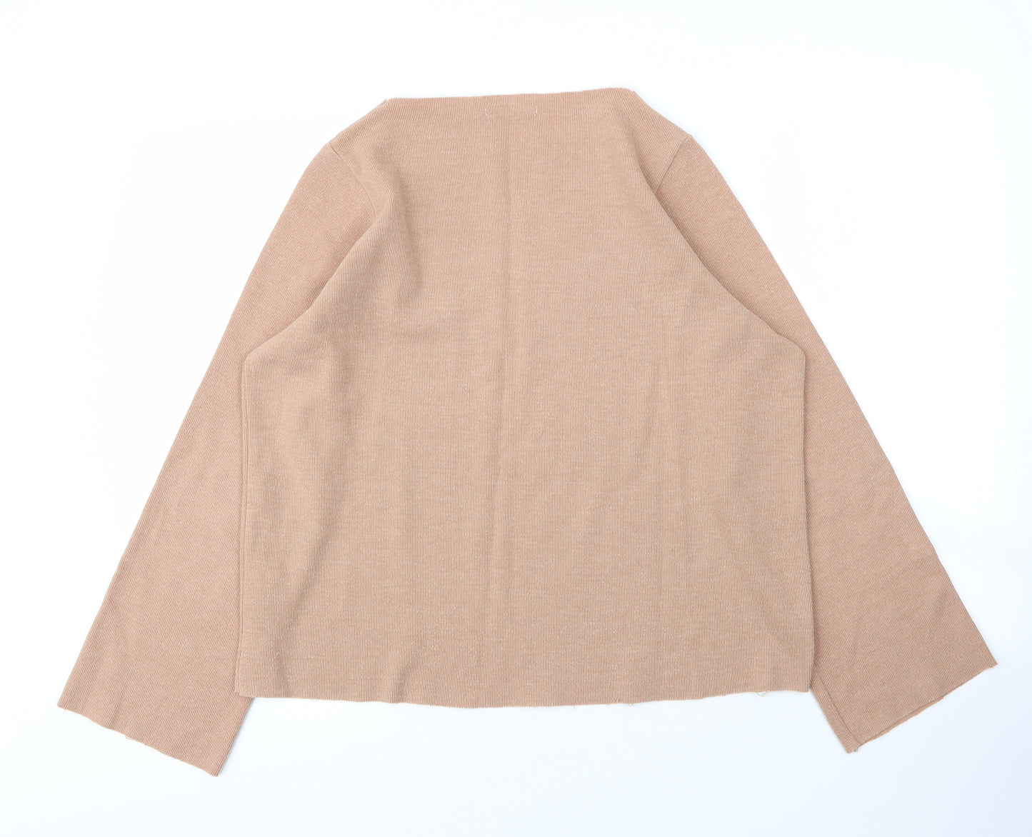 Zara Womens Beige Round Neck  Cotton Pullover Jumper Size S