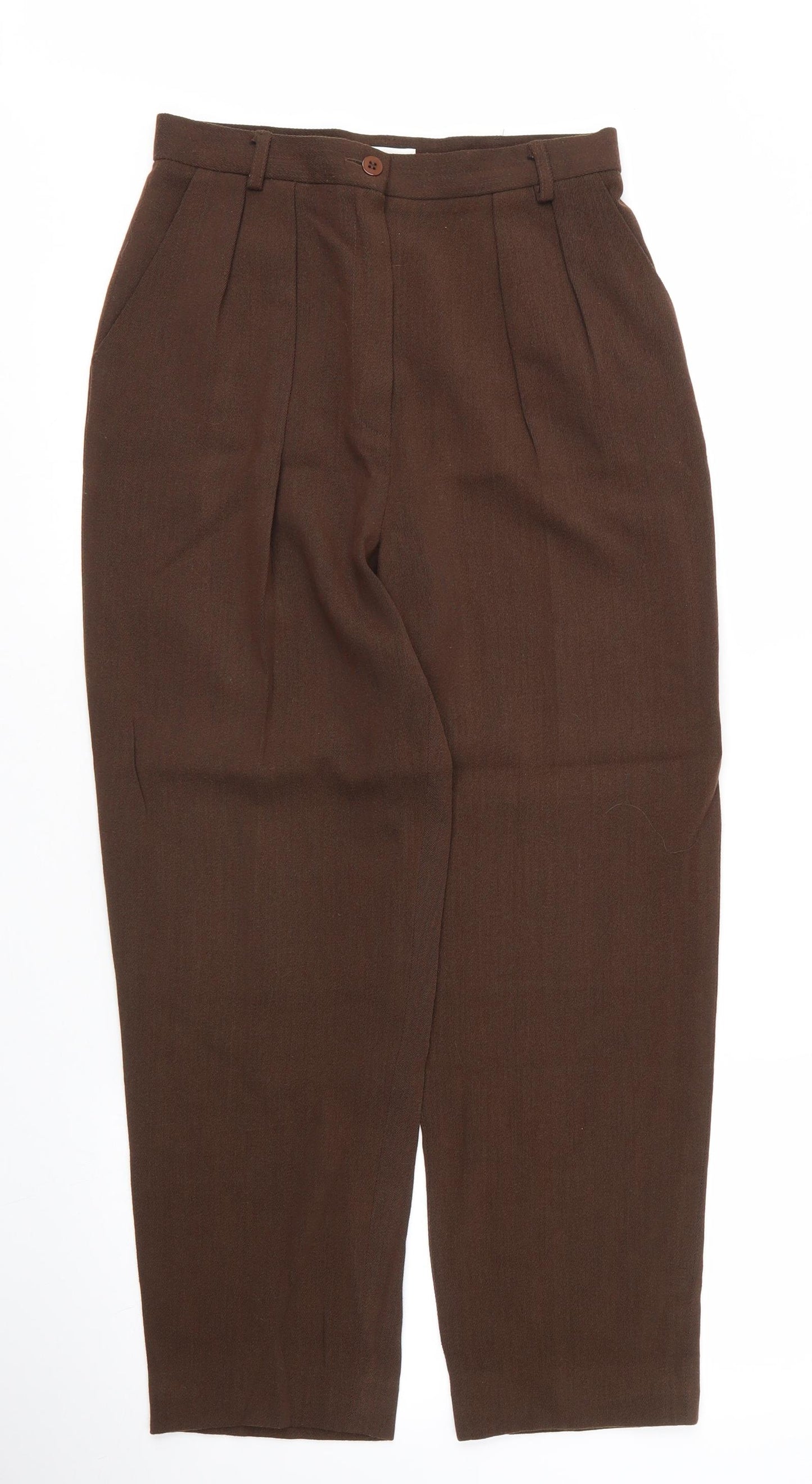 Viyella Womens Brown  Wool Capri Trousers Size 10 L27 in Regular Zip